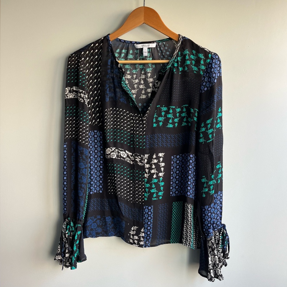 Derek Lam Blouse in Blue and Green